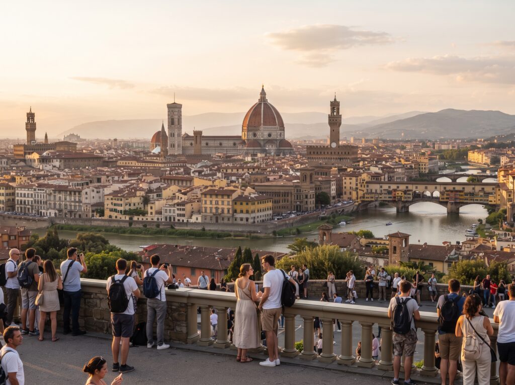 Viajar a Florencia desde Roma con vista panorámica de Florencia desde Piazzale Michelangelo