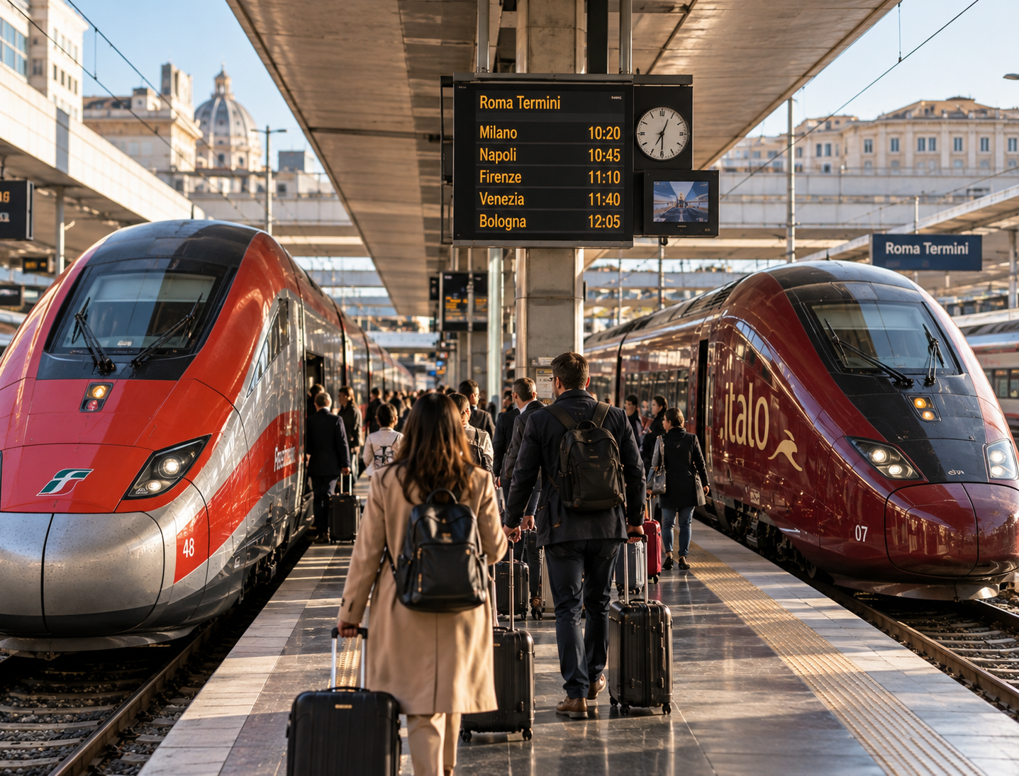 Italo vs Frecciarossa en una estación de tren de Italia