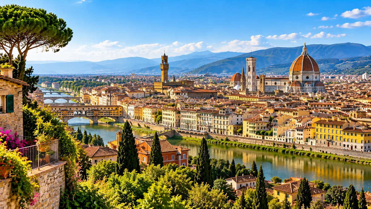 Vista panorámica de Florencia y la cúpula del Duomo en Toscana
