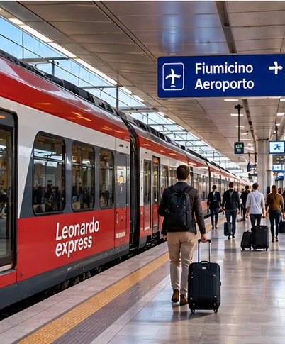 Tren en el aeropuerto de Fiumicino durante una conexión con Roma