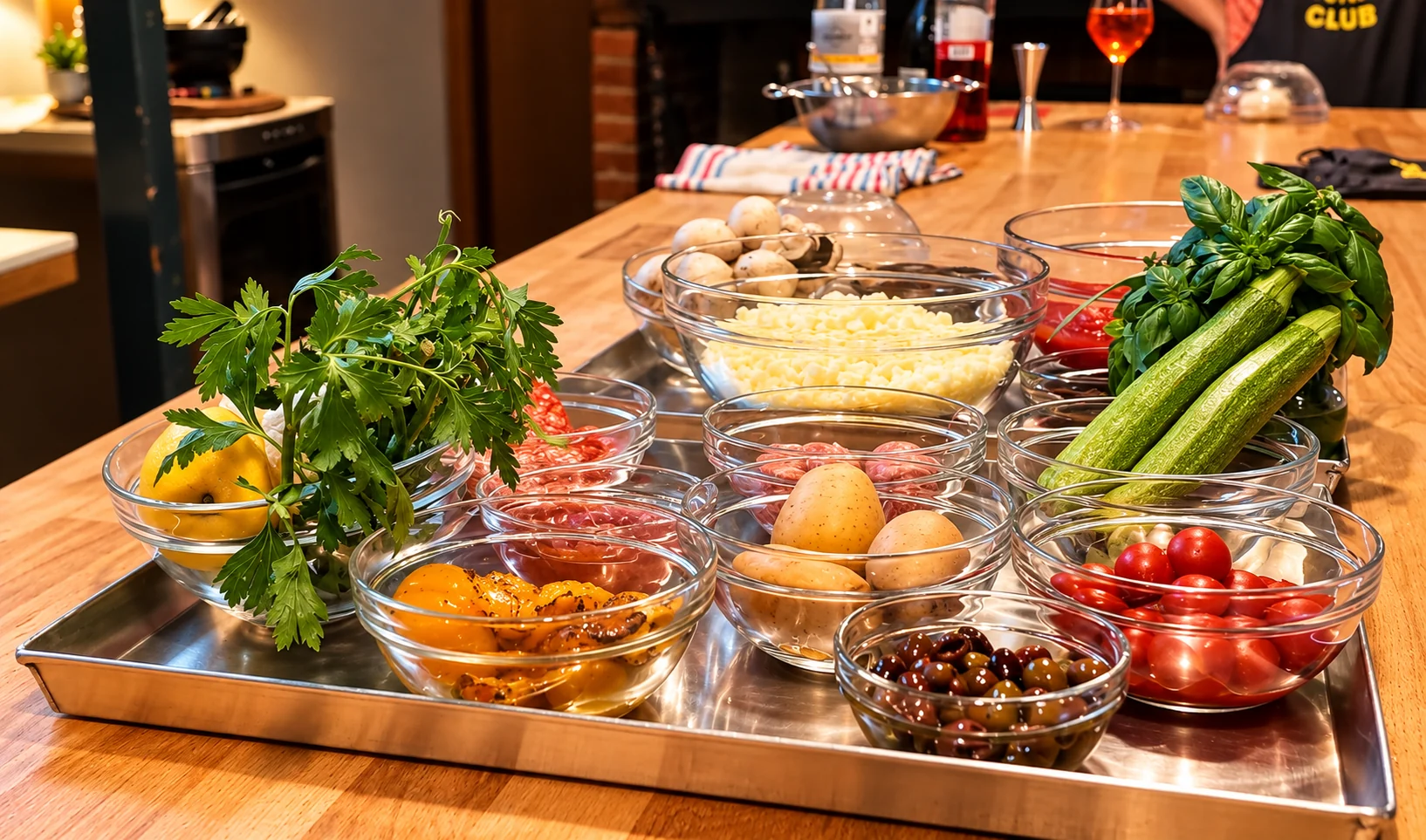 Ingredientes frescos y toppings para preparar distintas pizzas romanas